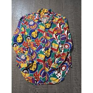 Vintage Ashleigh Morgan size L ladies Vegas moto button down pop culture shirt